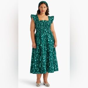 Hill House Dark Green Botanical Floral Ellie Nap Dress